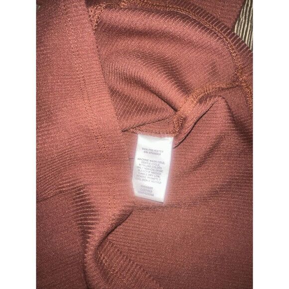 Open Edit Ribbed Cutout Mini Dress Size Small Long Sleeve Women Brown Chino. 7 - Picture 4 of 8